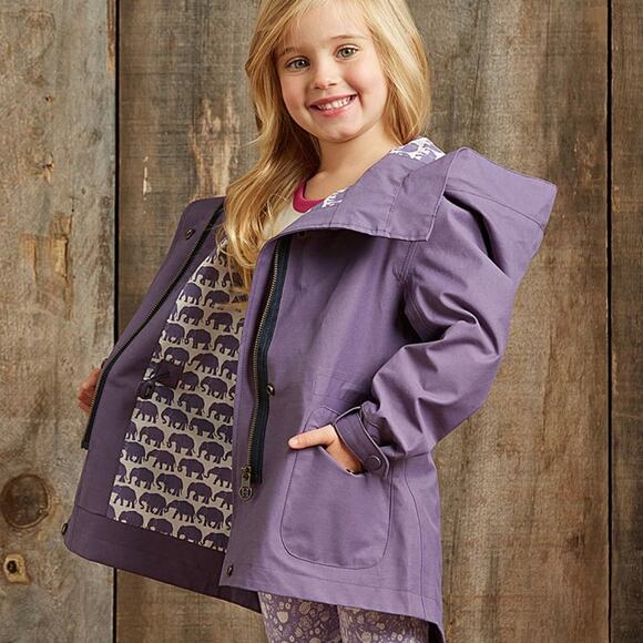 Hatley Girls Soft Shell Rain Jacket - Elephants 5T - Picture 2 of 9